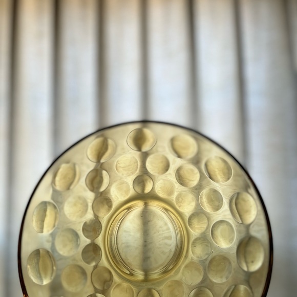 Vintage Hazel Atlas El Dorado/Amber Capri Dot Glass Optic Serving Bowl - Picture 3 of 3